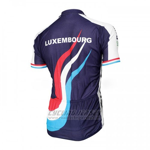 2016 Cycling Jersey Luxembourg Blue and White Short Sleeve and Bib Short
